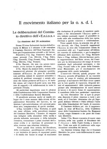 L'organizzazione scientifica del lavoro rivista dell'Ente nazionale italiano per l'organizzazione scientifica del lavoro