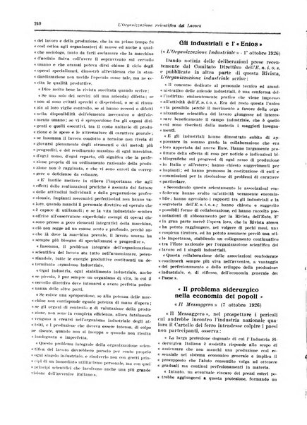 L'organizzazione scientifica del lavoro rivista dell'Ente nazionale italiano per l'organizzazione scientifica del lavoro