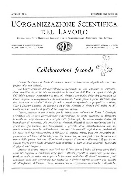 L'organizzazione scientifica del lavoro rivista dell'Ente nazionale italiano per l'organizzazione scientifica del lavoro