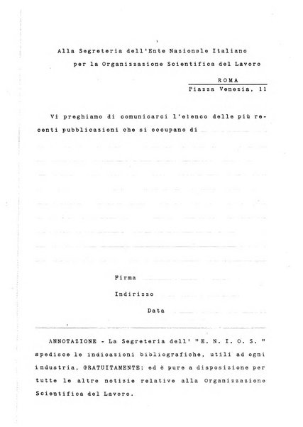 L'organizzazione scientifica del lavoro rivista dell'Ente nazionale italiano per l'organizzazione scientifica del lavoro