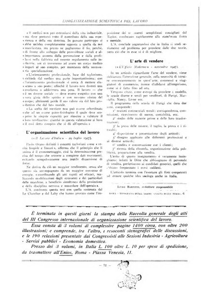 L'organizzazione scientifica del lavoro rivista dell'Ente nazionale italiano per l'organizzazione scientifica del lavoro