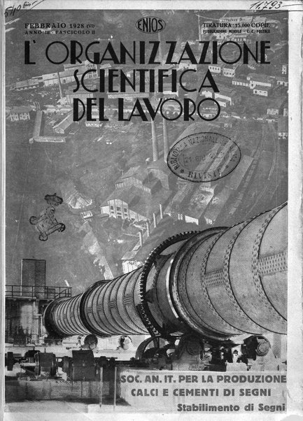 L'organizzazione scientifica del lavoro rivista dell'Ente nazionale italiano per l'organizzazione scientifica del lavoro