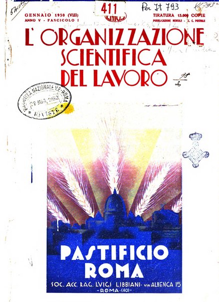 L'organizzazione scientifica del lavoro rivista dell'Ente nazionale italiano per l'organizzazione scientifica del lavoro