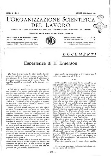 L'organizzazione scientifica del lavoro rivista dell'Ente nazionale italiano per l'organizzazione scientifica del lavoro