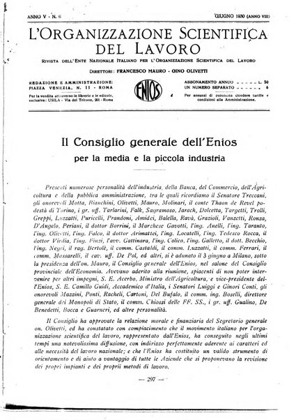 L'organizzazione scientifica del lavoro rivista dell'Ente nazionale italiano per l'organizzazione scientifica del lavoro