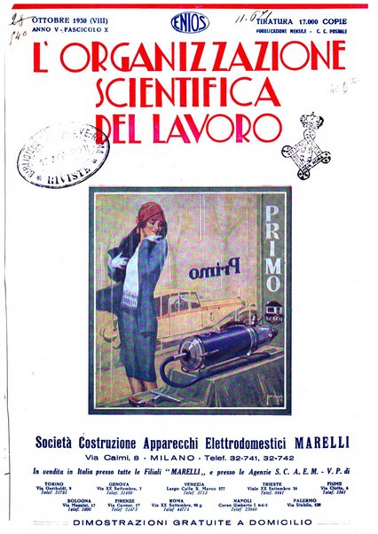 L'organizzazione scientifica del lavoro rivista dell'Ente nazionale italiano per l'organizzazione scientifica del lavoro