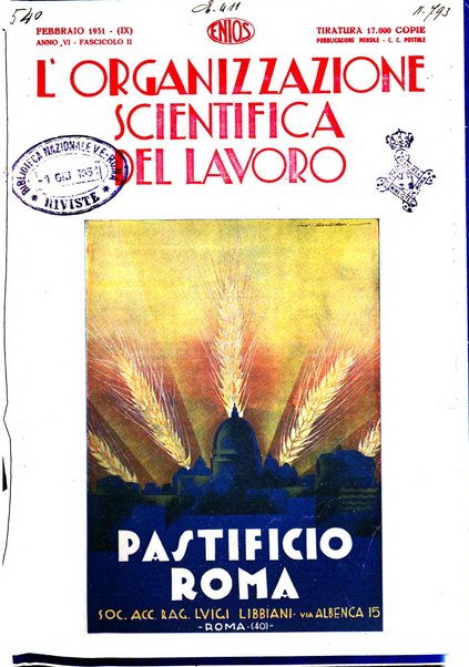 L'organizzazione scientifica del lavoro rivista dell'Ente nazionale italiano per l'organizzazione scientifica del lavoro