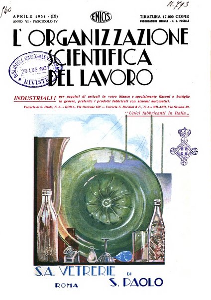 L'organizzazione scientifica del lavoro rivista dell'Ente nazionale italiano per l'organizzazione scientifica del lavoro