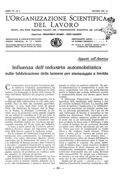 L'organizzazione scientifica del lavoro rivista dell'Ente nazionale italiano per l'organizzazione scientifica del lavoro