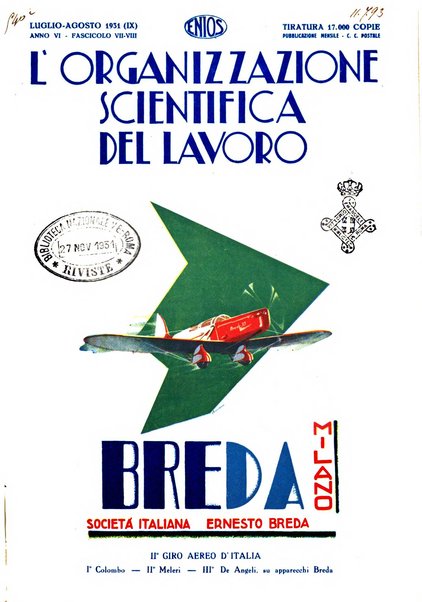 L'organizzazione scientifica del lavoro rivista dell'Ente nazionale italiano per l'organizzazione scientifica del lavoro