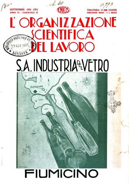 L'organizzazione scientifica del lavoro rivista dell'Ente nazionale italiano per l'organizzazione scientifica del lavoro