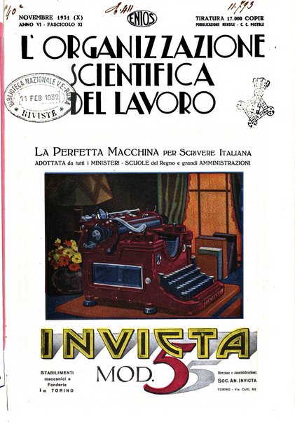 L'organizzazione scientifica del lavoro rivista dell'Ente nazionale italiano per l'organizzazione scientifica del lavoro