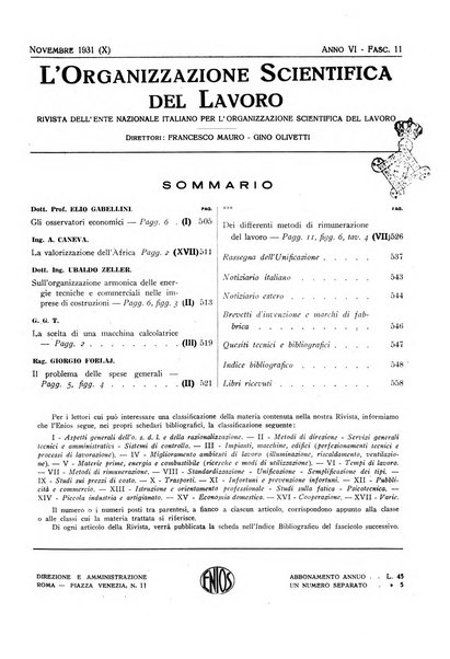 L'organizzazione scientifica del lavoro rivista dell'Ente nazionale italiano per l'organizzazione scientifica del lavoro