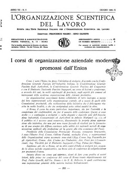 L'organizzazione scientifica del lavoro rivista dell'Ente nazionale italiano per l'organizzazione scientifica del lavoro