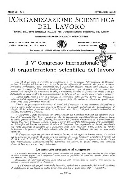 L'organizzazione scientifica del lavoro rivista dell'Ente nazionale italiano per l'organizzazione scientifica del lavoro