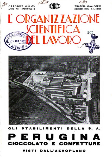 L'organizzazione scientifica del lavoro rivista dell'Ente nazionale italiano per l'organizzazione scientifica del lavoro