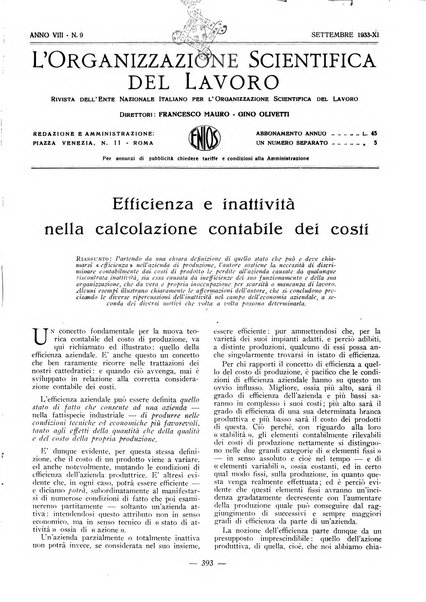 L'organizzazione scientifica del lavoro rivista dell'Ente nazionale italiano per l'organizzazione scientifica del lavoro