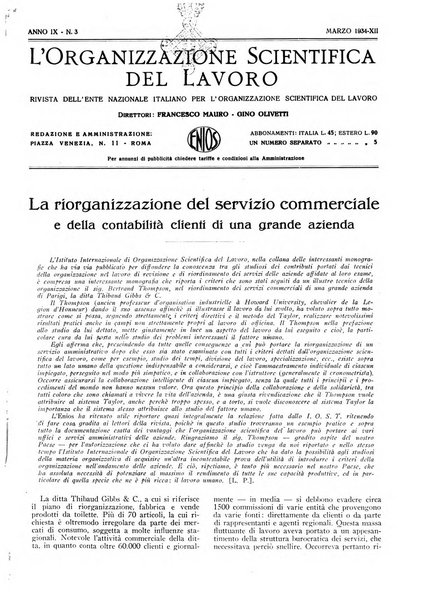 L'organizzazione scientifica del lavoro rivista dell'Ente nazionale italiano per l'organizzazione scientifica del lavoro