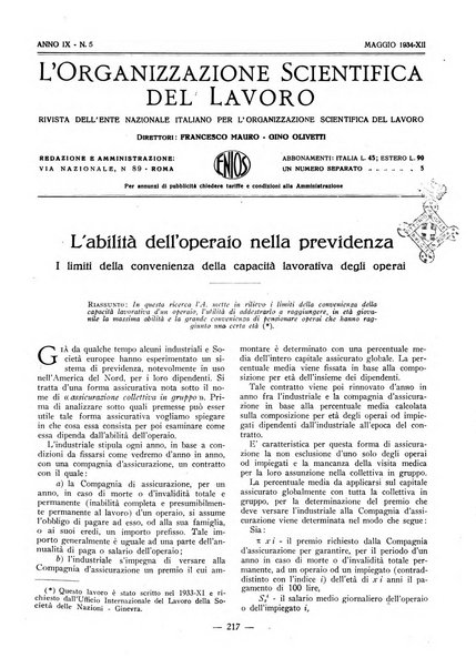 L'organizzazione scientifica del lavoro rivista dell'Ente nazionale italiano per l'organizzazione scientifica del lavoro