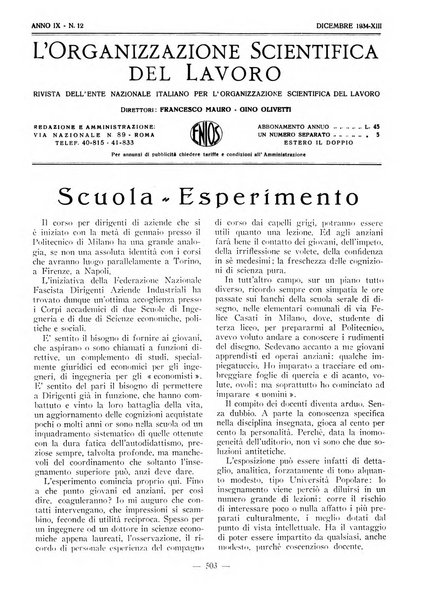 L'organizzazione scientifica del lavoro rivista dell'Ente nazionale italiano per l'organizzazione scientifica del lavoro