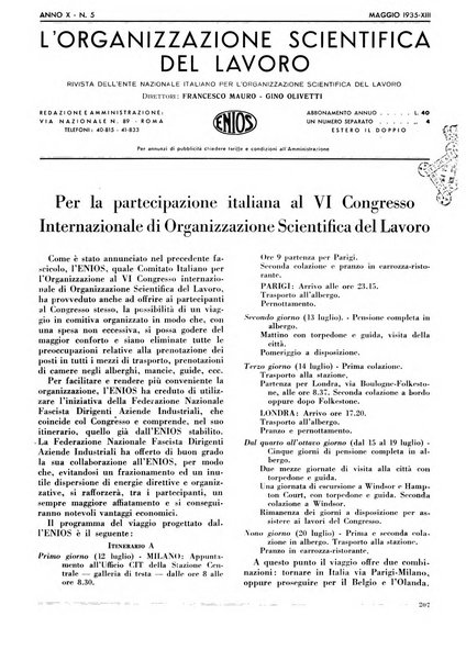 L'organizzazione scientifica del lavoro rivista dell'Ente nazionale italiano per l'organizzazione scientifica del lavoro