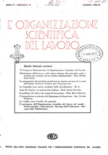 L'organizzazione scientifica del lavoro rivista dell'Ente nazionale italiano per l'organizzazione scientifica del lavoro