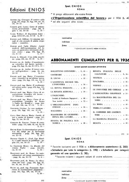 L'organizzazione scientifica del lavoro rivista dell'Ente nazionale italiano per l'organizzazione scientifica del lavoro