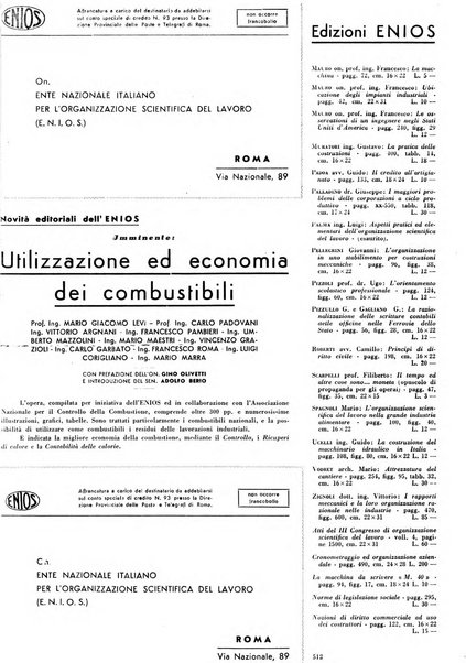 L'organizzazione scientifica del lavoro rivista dell'Ente nazionale italiano per l'organizzazione scientifica del lavoro