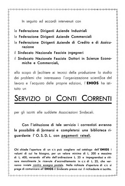 L'organizzazione scientifica del lavoro rivista dell'Ente nazionale italiano per l'organizzazione scientifica del lavoro