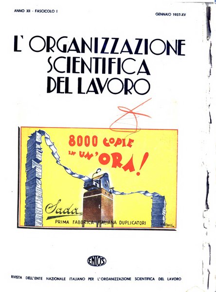 L'organizzazione scientifica del lavoro rivista dell'Ente nazionale italiano per l'organizzazione scientifica del lavoro