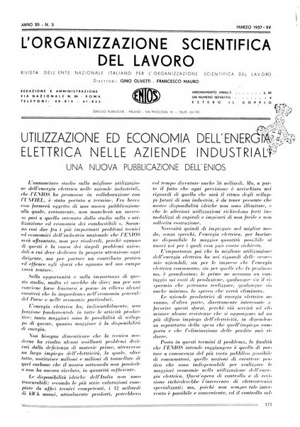 L'organizzazione scientifica del lavoro rivista dell'Ente nazionale italiano per l'organizzazione scientifica del lavoro