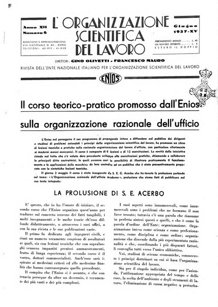 L'organizzazione scientifica del lavoro rivista dell'Ente nazionale italiano per l'organizzazione scientifica del lavoro