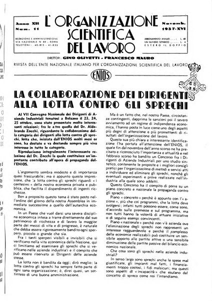 L'organizzazione scientifica del lavoro rivista dell'Ente nazionale italiano per l'organizzazione scientifica del lavoro