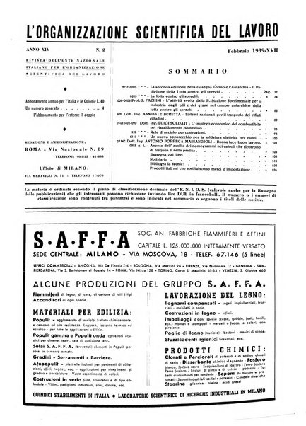 L'organizzazione scientifica del lavoro rivista dell'Ente nazionale italiano per l'organizzazione scientifica del lavoro