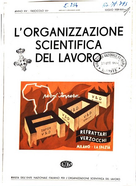 L'organizzazione scientifica del lavoro rivista dell'Ente nazionale italiano per l'organizzazione scientifica del lavoro