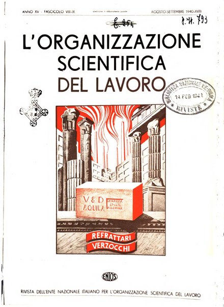 L'organizzazione scientifica del lavoro rivista dell'Ente nazionale italiano per l'organizzazione scientifica del lavoro