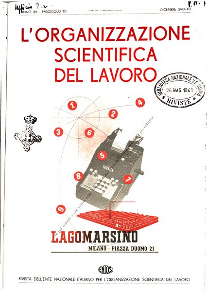 L'organizzazione scientifica del lavoro rivista dell'Ente nazionale italiano per l'organizzazione scientifica del lavoro