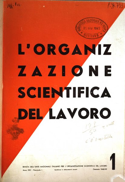 L'organizzazione scientifica del lavoro rivista dell'Ente nazionale italiano per l'organizzazione scientifica del lavoro