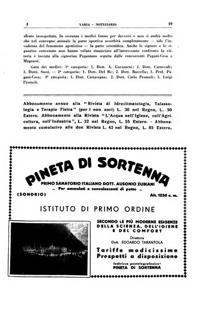 Rivista di idroclimatologia, talassologia e terapia fisica organo ufficiale dell'Associazione medica italiana di idroclimatologia talassologia e terapia fisica