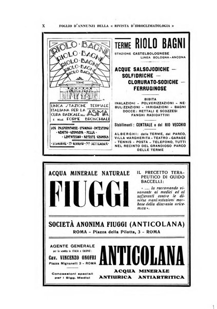 Rivista di idroclimatologia, talassologia e terapia fisica organo ufficiale dell'Associazione medica italiana di idroclimatologia talassologia e terapia fisica