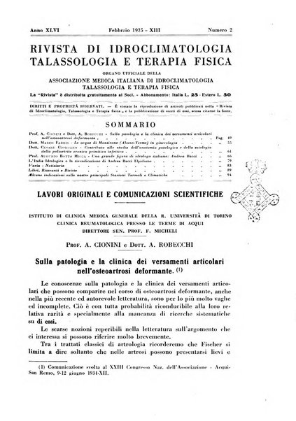 Rivista di idroclimatologia, talassologia e terapia fisica organo ufficiale dell'Associazione medica italiana di idroclimatologia talassologia e terapia fisica