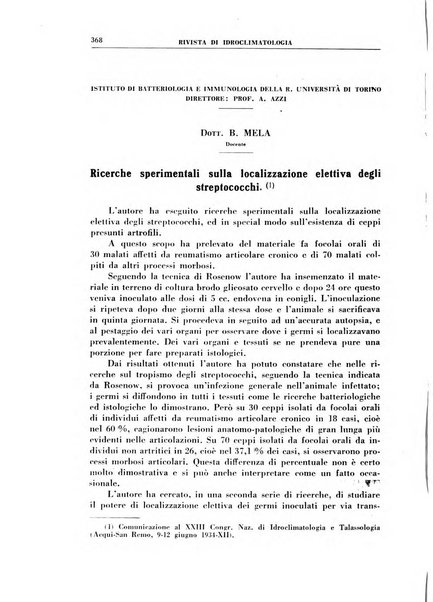 Rivista di idroclimatologia, talassologia e terapia fisica organo ufficiale dell'Associazione medica italiana di idroclimatologia talassologia e terapia fisica