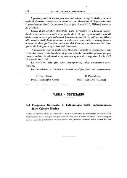 Rivista di idroclimatologia, talassologia e terapia fisica organo ufficiale dell'Associazione medica italiana di idroclimatologia talassologia e terapia fisica