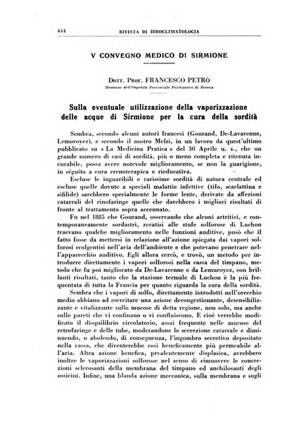 Rivista di idroclimatologia, talassologia e terapia fisica organo ufficiale dell'Associazione medica italiana di idroclimatologia talassologia e terapia fisica