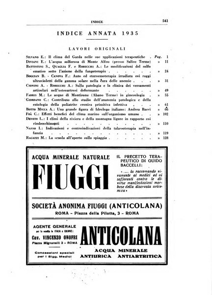 Rivista di idroclimatologia, talassologia e terapia fisica organo ufficiale dell'Associazione medica italiana di idroclimatologia talassologia e terapia fisica