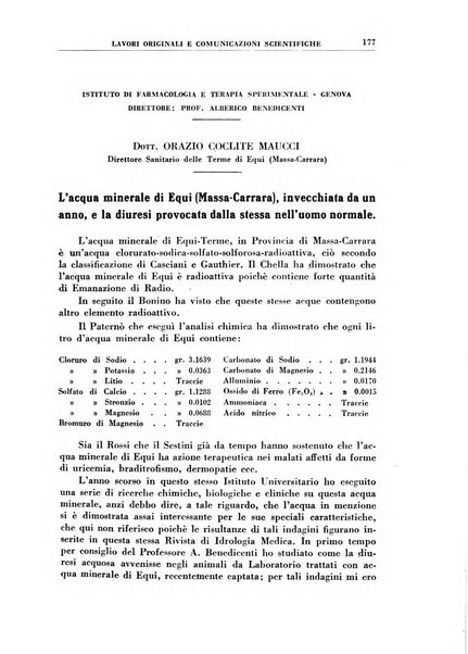 Rivista di idroclimatologia, talassologia e terapia fisica organo ufficiale dell'Associazione medica italiana di idroclimatologia talassologia e terapia fisica