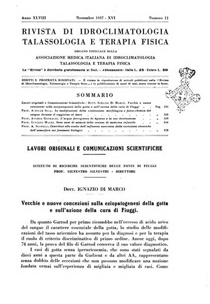 Rivista di idroclimatologia, talassologia e terapia fisica organo ufficiale dell'Associazione medica italiana di idroclimatologia talassologia e terapia fisica