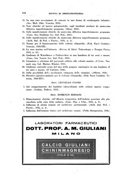 Rivista di idroclimatologia, talassologia e terapia fisica organo ufficiale dell'Associazione medica italiana di idroclimatologia talassologia e terapia fisica