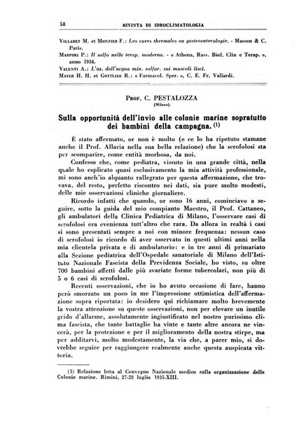 Rivista di idroclimatologia, talassologia e terapia fisica organo ufficiale dell'Associazione medica italiana di idroclimatologia talassologia e terapia fisica