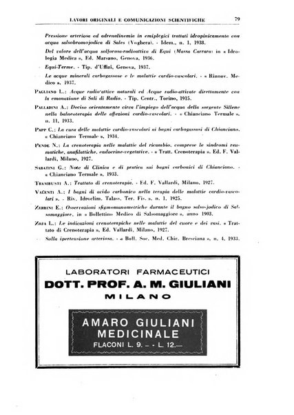 Rivista di idroclimatologia, talassologia e terapia fisica organo ufficiale dell'Associazione medica italiana di idroclimatologia talassologia e terapia fisica